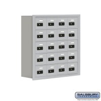 Salsbury Cell Phone Storage Locker - 5 Door High Unit (8 Inch Deep Compartments) - 20 A Doors - Aluminum - Recessed Mounted - Resettable Combination Locks  19058-20ARC
