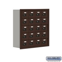 Salsbury Cell Phone Storage Locker - 5 Door High Unit (8 Inch Deep Compartments) - 20 A Doors - Bronze - Recessed Mounted - Resettable Combination Locks  19058-20ZRC