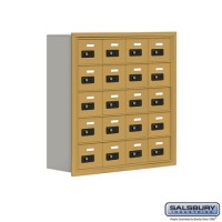 Salsbury Cell Phone Storage Locker - 5 Door High Unit (8 Inch Deep Compartments) - 20 A Doors - Gold - Recessed Mounted - Resettable Combination Locks  19058-20GRC