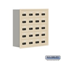 Salsbury Cell Phone Storage Locker - 5 Door High Unit (8 Inch Deep Compartments) - 20 A Doors - Sandstone - Recessed Mounted - Resettable Combination Locks  19058-20SRC
