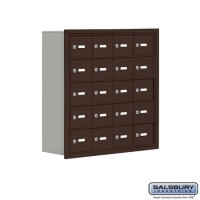 Salsbury Cell Phone Storage Locker - 5 Door High Unit (8 Inch Deep Compartments) - 20 A Doors - Bronze - Recessed Mounted - Master Keyed Locks  19058-20ZRK