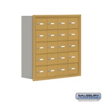 Salsbury Cell Phone Storage Locker - 5 Door High Unit (8 Inch Deep Compartments) - 20 A Doors - Gold - Recessed Mounted - Master Keyed Locks  19058-20GRK