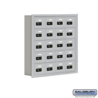 Salsbury Cell Phone Storage Locker - 5 Door High Unit (5 Inch Deep Compartments) - 20 A Doors - Aluminum - Recessed Mounted - Resettable Combination Locks  19055-20ARC