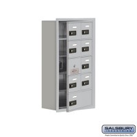 Salsbury Cell Phone Storage Locker - with Front Access Panel - 5 Door High Unit (8 Inch Deep Compartments) - 8 A Doors (7 usable) and 1 B Door - Aluminum - Recessed Mounted - Resettable Combination Locks  19158-09ARC
