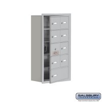 Salsbury Cell Phone Storage Locker - with Front Access Panel - 5 Door High Unit (8 Inch Deep Compartments) - 8 A Doors (7 usable) and 1 B Door - Aluminum - Recessed Mounted - Master Keyed Locks  19158-09ARK