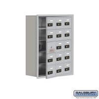 Salsbury Cell Phone Storage Locker - with Front Access Panel - 5 Door High Unit (8 Inch Deep Compartments) - 15 A Doors (14 usable) - Aluminum - Recessed Mounted - Resettable Combination Locks  19158-15ARC