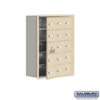 Salsbury Cell Phone Storage Locker - with Front Access Panel - 5 Door High Unit (8 Inch Deep Compartments) - 15 A Doors (14 usable) - Sandstone - Recessed Mounted - Master Keyed Locks   19158-15SRK