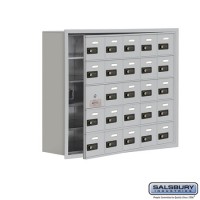 Salsbury Cell Phone Storage Locker - with Front Access Panel - 5 Door High Unit (8 Inch Deep Compartments) - 25 A Doors (24 usable) - Aluminum - Recessed Mounted - Resettable Combination Locks  19158-25ARC