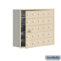 Salsbury Cell Phone Storage Locker - with Front Access Panel - 5 Door High Unit (8 Inch Deep Compartments) - 25 A Doors (24 usable) - Sandstone - Recessed Mounted - Master Keyed Locks  19158-25SRK
