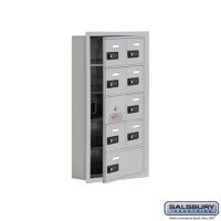 Salsbury Cell Phone Storage Locker - with Front Access Panel - 5 Door High Unit (5 Inch Deep Compartments) - 8 A Doors (7 usable) and 1 B Door - Aluminum - Recessed Mounted - Resettable Combination Locks  19155-09ARC