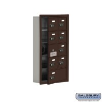 Salsbury Cell Phone Storage Locker - with Front Access Panel - 5 Door High Unit (5 Inch Deep Compartments) - 8 A Doors (7 usable) and 1 B Door - Bronze - Recessed Mounted - Resettable Combination Locks  19155-09ZRC