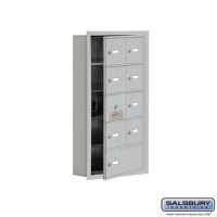 Salsbury Cell Phone Storage Locker - with Front Access Panel - 5 Door High Unit (5 Inch Deep Compartments) - 8 A Doors (7 usable) and 1 B Door - Aluminum - Recessed Mounted - Master Keyed Locks  19155-09ARK