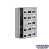 Salsbury Cell Phone Storage Locker - with Front Access Panel - 5 Door High Unit (5 Inch Deep Compartments) - 15 A Doors (14 usable) - Aluminum - Recessed Mounted - Resettable Combination Locks  19155-15ARC