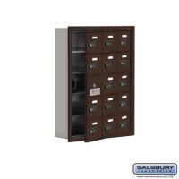 Salsbury Cell Phone Storage Locker - with Front Access Panel - 5 Door High Unit (5 Inch Deep Compartments) - 15 A Doors (14 usable) - Bronze - Recessed Mounted - Resettable Combination Locks  19155-15ZRC