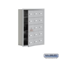 Salsbury Cell Phone Storage Locker - with Front Access Panel - 5 Door High Unit (5 Inch Deep Compartments) - 15 A Doors (14 usable) - Aluminum - Recessed Mounted - Master Keyed Locks  19155-15ARK