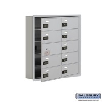 Salsbury Cell Phone Storage Locker - with Front Access Panel - 5 Door High Unit (5 Inch Deep Compartments) - 10 B Doors (9 usable) - Aluminum - Recessed Mounted - Resettable Combination Locks  19155-10ARC