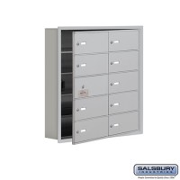 Salsbury Cell Phone Storage Locker - with Front Access Panel - 5 Door High Unit (5 Inch Deep Compartments) - 10 B Doors (9 usable) - Aluminum - Recessed Mounted - Master Keyed Locks  19155-10ARK