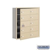 Salsbury Cell Phone Storage Locker - with Front Access Panel - 5 Door High Unit (5 Inch Deep Compartments) - 10 B Doors (9 usable) - Sandstone - Recessed Mounted - Master Keyed Locks  19155-10SRK