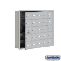 Salsbury Cell Phone Storage Locker - with Front Access Panel - 5 Door High Unit (5 Inch Deep Compartments) - 25 A Doors (24 usable) - Aluminum - Recessed Mounted - Master Keyed Locks  19155-25ARK