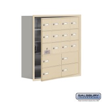 Salsbury Cell Phone Storage Locker - with Front Access Panel - 5 Door High Unit (8 Inch Deep Compartments) - 12 A Doors (11 usable) and 4 B Doors - Sandstone - Recessed Mounted - Master Keyed Locks  19158-16SRK