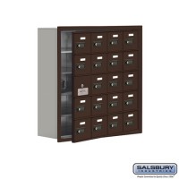 Salsbury Cell Phone Storage Locker - with Front Access Panel - 5 Door High Unit (8 Inch Deep Compartments) - 20 A Doors (19 usable) - Bronze - Recessed Mounted - Resettable Combination Locks  19158-20ZRC