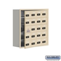 Salsbury Cell Phone Storage Locker - with Front Access Panel - 5 Door High Unit (8 Inch Deep Compartments) - 20 A Doors (19 usable) - Sandstone - Recessed Mounted - Resettable Combination Locks  19158-20SRC