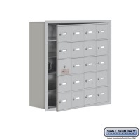 Salsbury Cell Phone Storage Locker - with Front Access Panel - 5 Door High Unit (8 Inch Deep Compartments) - 20 A Doors (19 usable) - Aluminum - Recessed Mounted - Master Keyed Locks  19158-20ARK