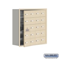 Salsbury Cell Phone Storage Locker - with Front Access Panel - 5 Door High Unit (8 Inch Deep Compartments) - 20 A Doors (19 usable) - Sandstone - Recessed Mounted - Master Keyed Locks  19158-20SRK