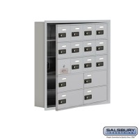 Salsbury Cell Phone Storage Locker - with Front Access Panel - 5 Door High Unit (5 Inch Deep Compartments) - 12 A Doors (11 usable) and 4 B Doors - Aluminum - Recessed Mounted - Resettable Combination Locks  19155-16ARC