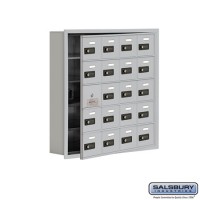 Salsbury Cell Phone Storage Locker - with Front Access Panel - 5 Door High Unit (5 Inch Deep Compartments) - 20 A Doors (19 usable) - Aluminum - Recessed Mounted - Resettable Combination Locks  19155-20ARC