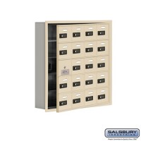 Salsbury Cell Phone Storage Locker - with Front Access Panel - 5 Door High Unit (5 Inch Deep Compartments) - 20 A Doors (19 usable) - Sandstone - Recessed Mounted - Resettable Combination Locks  19155-20SRC
