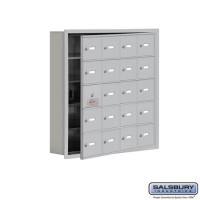 Salsbury Cell Phone Storage Locker - with Front Access Panel - 5 Door High Unit (5 Inch Deep Compartments) - 20 A Doors (19 usable) - Aluminum - Recessed Mounted - Master Keyed Locks  19155-20ARK