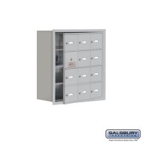 Salsbury Cell Phone Storage Locker - with Front Access Panel - 4 Door High Unit (8 Inch Deep Compartments) - 12 A Doors (11 usable) - Aluminum - Recessed Mounted - Master Keyed Locks  19148-12ARK