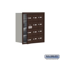 Salsbury Cell Phone Storage Locker - with Front Access Panel - 4 Door High Unit (8 Inch Deep Compartments) - 12 A Doors (11 usable) - Bronze - Recessed Mounted - Master Keyed Locks  19148-12ZRK