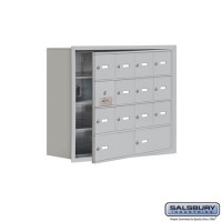 Salsbury Cell Phone Storage Locker - with Front Access Panel - 4 Door High Unit (8 Inch Deep Compartments) - 12 A Doors (11 usable) and 2 B Doors - Aluminum - Recessed Mounted - Master Keyed Locks  19148-14ARK