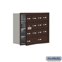 Salsbury Cell Phone Storage Locker - with Front Access Panel - 4 Door High Unit (8 Inch Deep Compartments) - 12 A Doors (11 usable) and 2 B Doors - Bronze - Recessed Mounted - Master Keyed Locks  19148-14ZRK