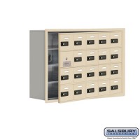 Salsbury Cell Phone Storage Locker - with Front Access Panel - 4 Door High Unit (8 Inch Deep Compartments) - 20 A Doors (19 usable) - Sandstone - Recessed Mounted - Resettable Combination Locks  19148-20SRC