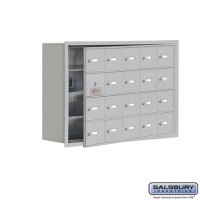 Salsbury Cell Phone Storage Locker - with Front Access Panel - 4 Door High Unit (8 Inch Deep Compartments) - 20 A Doors (19 usable) - Aluminum - Recessed Mounted - Master Keyed Locks   19148-20ARK