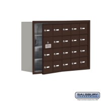 Salsbury Cell Phone Storage Locker - with Front Access Panel - 4 Door High Unit (8 Inch Deep Compartments) - 20 A Doors (19 usable) - Bronze - Recessed Mounted - Master Keyed Locks  19148-20ZRK