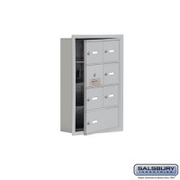 Salsbury Cell Phone Storage Locker - with Front Access Panel - 4 Door High Unit (5 Inch Deep Compartments) - 6 A Doors (5 usable) and 1 B Door - Aluminum - Recessed Mounted - Master Keyed Locks  19145-07ARK