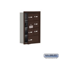 Salsbury Cell Phone Storage Locker - with Front Access Panel - 4 Door High Unit (5 Inch Deep Compartments) - 6 A Doors (5 usable) and 1 B Door - Bronze - Recessed Mounted - Master Keyed Locks  19145-07ZRK