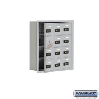 Salsbury Cell Phone Storage Locker - with Front Access Panel - 4 Door High Unit (5 Inch Deep Compartments) - 12 A Doors (11 usable) - Aluminum - Recessed Mounted - Resettable Combination Locks  19145-12ARC