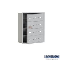 Salsbury Cell Phone Storage Locker - with Front Access Panel - 4 Door High Unit (5 Inch Deep Compartments) - 12 A Doors (11 usable) - Aluminum - Recessed Mounted - Master Keyed Locks  19145-12ARK