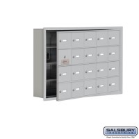 Salsbury Cell Phone Storage Locker - with Front Access Panel - 4 Door High Unit (5 Inch Deep Compartments) - 20 A Doors (19 usable) - Aluminum - Recessed Mounted - Master Keyed Locks  19145-20ARK