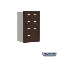 Salsbury Cell Phone Storage Locker - 4 Door High Unit (8 Inch Deep Compartments) - 6 A Doors and 1 B Door - Bronze - Recessed Mounted - Resettable Combination Locks  19048-07ZRC
