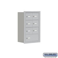 Salsbury Cell Phone Storage Locker - 4 Door High Unit (8 Inch Deep Compartments) - 6 A Doors and 1 B Door - Aluminum - Recessed Mounted - Master Keyed Locks  19048-07ARK