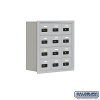 Salsbury Cell Phone Storage Locker - 4 Door High Unit (8 Inch Deep Compartments) - 12 A Doors - Aluminum - Recessed Mounted - Resettable Combination Locks  19048-12ARC