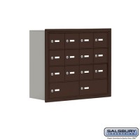 Salsbury Cell Phone Storage Locker - 4 Door High Unit (8 Inch Deep Compartments) - 12 A Doors and 2 B Doors - Bronze - Recessed Mounted - Master Keyed Locks  19048-14ZRK