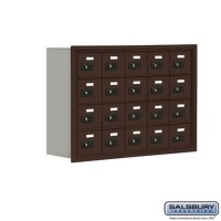 Salsbury Cell Phone Storage Locker - 4 Door High Unit (8 Inch Deep Compartments) - 20 A Doors - Bronze - Recessed Mounted - Resettable Combination Locks  19048-20ZRC