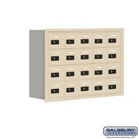 Salsbury Cell Phone Storage Locker - 4 Door High Unit (8 Inch Deep Compartments) - 20 A Doors - Sandstone - Recessed Mounted - Resettable Combination Locks  19048-20SRC